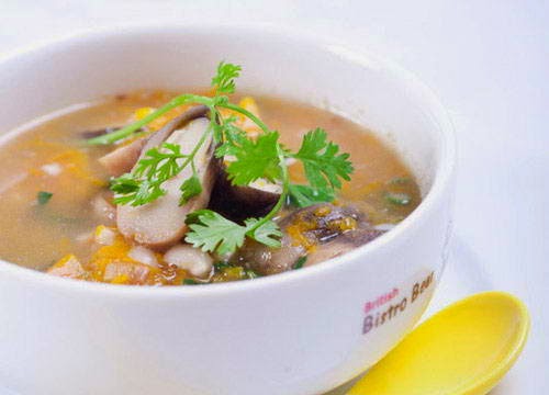 Vietnamese Recipes Vegetarian - Canh bí đỏ nấm rơm