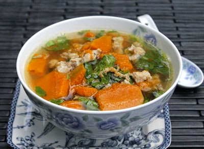 Pumpkin Soup with Grinded Pork Recipe - Canh Bí Đỏ Thịt Bằm
