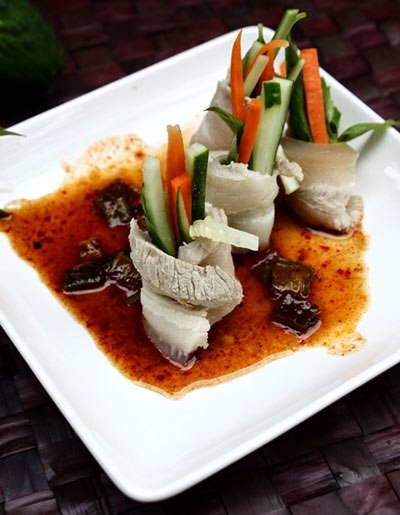Rolled Pork with Vegetables and Tamarind Sauce